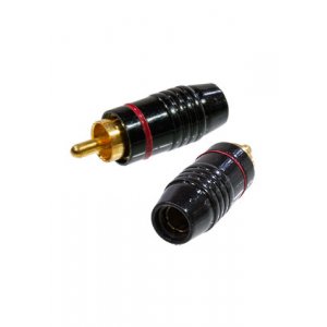 1-224G RED, штекер RCA металл на кабель красный 47мм "позолоченный"