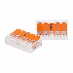 221-415 Универсальная компактная клемма 5-контактная до 4,0 мм² (25 шт/уп)  WAGO