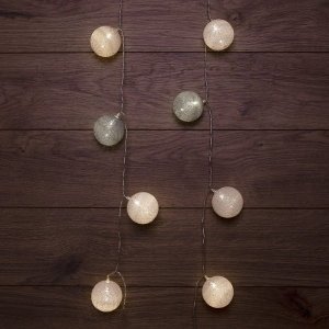 Тайские фонарики «Вельвет» 3,5 м, прозрачный ПВХ, 20 LED, теплый белый, питание 2 х АА