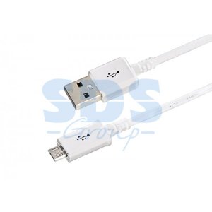 USB кабель microUSB длинный штекер 1М белый, без индивидуальной упаковки