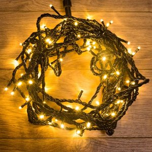 ТВИНКЛ 10м, черный ПВХ, 100 LED Золотой
