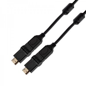 Шнур HDMI - HDMI с фильтрами, длина  2 метра, угловой 360° (GOLD) (PVC пакет)  REXANT