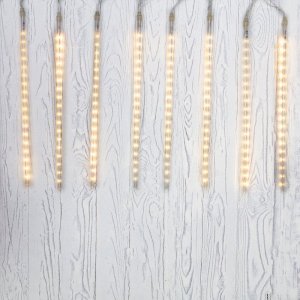 Тающие сосульки 230 В, комплект 8 шт х 50 см, шаг 50 см, 36x8 LED ТЕПЛЫЙ БЕЛЫЙ, не соединяются