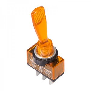 Тумблер 12V 20А (3c) ON-OFF однополюсный  с желтой подсветкой  (ASW-13D)  REXANT