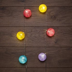 Тайские фонарики «Фейерверк» 1,5 м, прозрачный ПВХ, 10 LED, теплый белый, питание 2 х АА