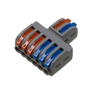 Клемма СМК 2х3 проходная, разветвительная 2 полюса, с монтажной площадкой (1 ввод, 3 вывода на полюс