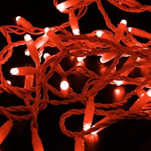 НИТЬ flashing (каждый 5-ый) 10м, белый ПВХ, 100 LED Красные, соединяется, 230В (нужен шнур питания  303-500/303-500-1)