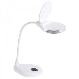 Лупа настольная 3D с подсветкой 3LED, сенсорная регулировка яркости, EXPERT, белая (8601M) REXANT