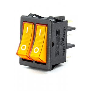 A12B1S11, Выключатель в чёрном корпусе две жёлтые клавиши с подсветкой1НО+1НЗ