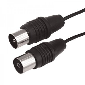 ВЧ кабель, ТВ гнездо - ТВ штекер, длина  5 метров, чeрный (тонкий кабель)  REXANT