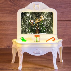 Декоративный светильник "Столик" с эффектом снегопада, подсветкой и новогодней мелодией БЕЗ USB провода