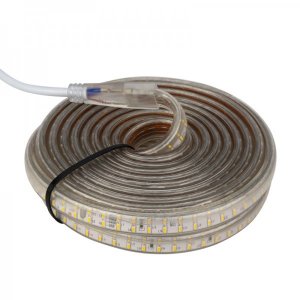 LED Лента 220В, 6x10.6мм, IP67, SMD 3014, 120 LED/м, теплый белый (3000 К), блистер 5м (с комплектом подключения)