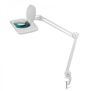 Лупа на струбцине квадратная 5D с подсветкой 60 SMD LED, сенсорный регулятор яркости, белая (8069) REXANT