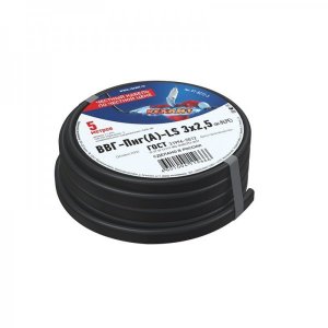 Кабель ВВГ-Пнг(А)-LS 3x2,5 мм², длина  5 метров, ГОСТ  REXANT