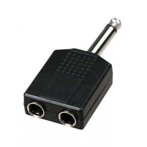 2-160 (NP-565), переходник 6.35мм штекер моно-2 x 6.35мм гнездо моно пластик