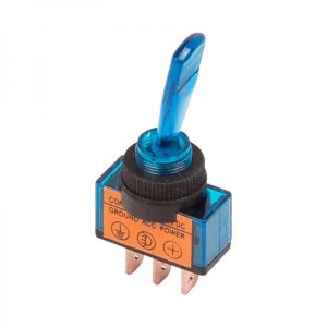 Тумблер 12V 20А (3c) ON-OFF однополюсный  с синей подсветкой  (ASW-13D)  REXANT