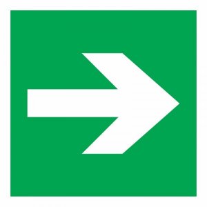 Наклейка эвакуационный знак "Направляющая стрелка"100*100 мм Rexant, стоимость за 1шт ( в упаковке 5шт)