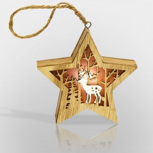 Деревянная фигурка с подсветкой "Звездочка" 24*13*3,6 см