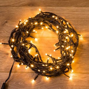 ТВИНКЛ 10м, черный ПВХ, 100 LED ТЕПЛЫЙ БЕЛЫЙ