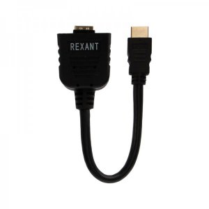 Переходник REXANT штекер HDMI - 2 гнезда HDMI с проводом, черный (10 шт./уп.)