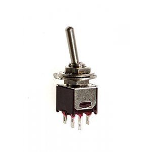 SMTS-202-2A1, миниатюрный тумблер ON-OFF 6 контактов красный, пайка на провод