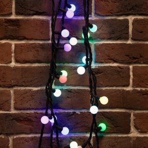 Мультишарики Ø23 мм 10м 80 LED RGB, черный КАУЧУК, соединяется