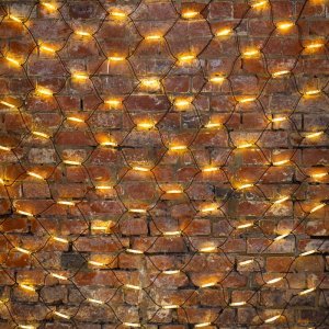 СЕТЬ 2x3м, черный КАУЧУК, 432 LED ТЕПЛЫЙ БЕЛЫЙ, соединяется