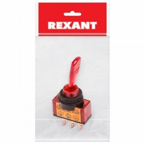 Тумблер 12V 20А (3c) ON-OFF однополюсный  с красной подсветкой  (ASW-13D)  REXANT Индивидуальная упаковка 1 шт