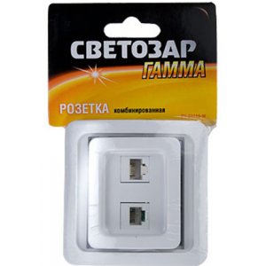 SV-54119-W, розетка комбинированная телефон+компьютер белая