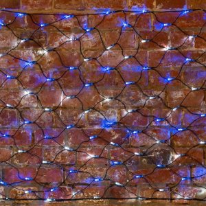 СЕТЬ 2х0,7м, черный ПВХ, 176 LED БЕЛЫЕ/СИНИЕ, соединяется
