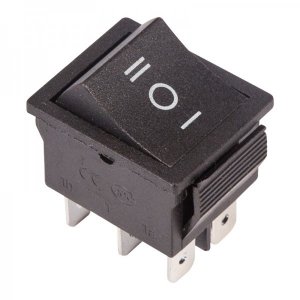 Выключатель клавишный 250V 15А (6с) ON-OFF-ON черный  с нейтралью (RWB-508, SC-767)  REXANT