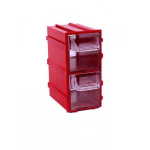 К3 красная, кассетница 2 ячейки прозр. лоток 49х82х100мм