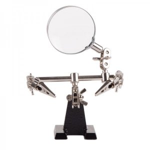 Держатель «Третья рука» REXANT, 2 зажима, чугун, лупа (3х) 60 мм (ZD-10D)