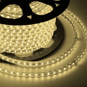 LED лента 220В, 10*7 мм, IP67, SMD 2835, 60 LED/m ТЕПЛО-БЕЛАЯ (3000 K), без устан.набора в комплекте