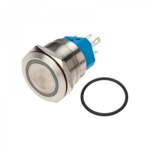 Кнопка  антивандальная Ø22 250В Б/Фикс (6с) (ON)-OFF/(OFF)-ON подсв/зеленая  REXANT