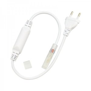 Установочный комплект для LED ленты 220В SMD 5050, до 100м  (шнур питания 4А, заглушка, коннектор)