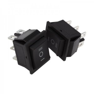 Выключатель клавишный 250V 15А (6с) (ON)-OFF-(ON) черный  с нейтралью  Б/Фикс  (RWB-508, SC-767)  REXANT