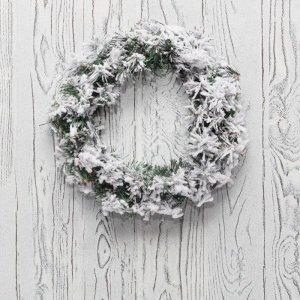 Заснеженный еловый венок Ø 30 см, ПВХ
