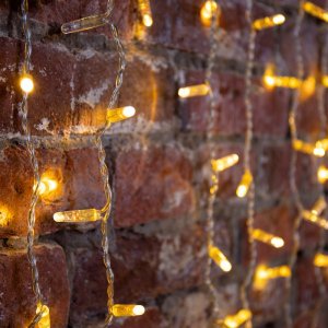 ДОЖДЬ (занавес) 2х1,5м, прозрачный ПВХ, 360 LED ТЕПЛЫЙ БЕЛЫЙ