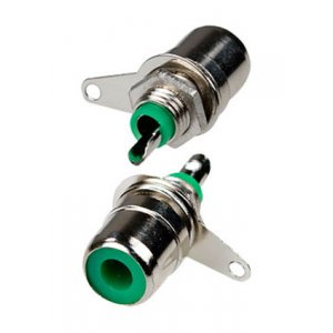 1-290 GR (RS-104), гнездо RCA металл на корпус зеленый