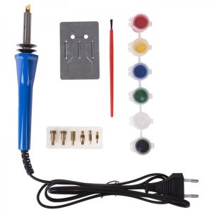 Выжигатель REXANT (набор паяльник-выжигатель), 7 насадок, подставка, кисточка, краски  230 В/30 Вт (ZD-972A)