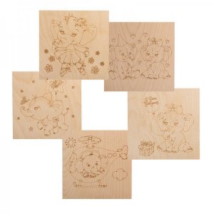 Доски для выжигания REXANT, «Слонята», 150х150 мм, 5 шт., пакет