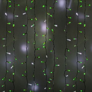 ДОЖДЬ (занавес) 2х1,5м, белый провод, мерцающий "Flashing", 360 LED ЗЕЛЁНЫЕ