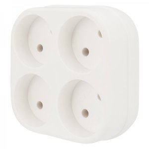 Четверник электрический , 6-10 А, без заземления, белый REXANT