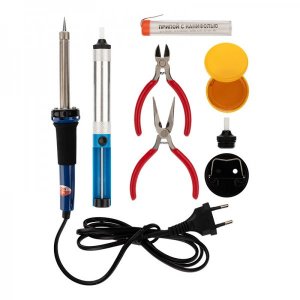 Набор для пайки №13 (паяльник 30Вт, подставка, канифоль, припой, бокорезы, тонкогубцы) (TL-1013) REXANT