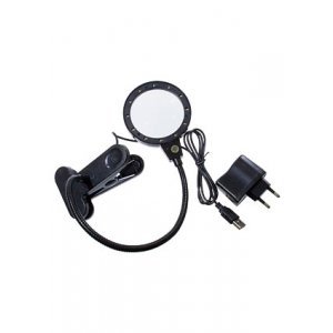 ZB-667-75, Лупа с 12 LED подсветкой, D=75мм, на прищепке, 6х