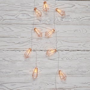 Гирлянда светодиодная «Кристаллы» бронзовые 1,5 м, прозрачный ПВХ, 10 LED, теплая белая, питание 2 х АА