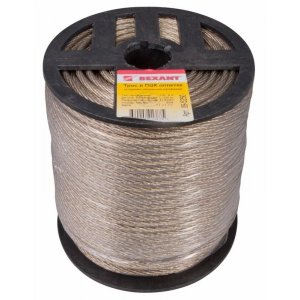 Трос стальной в ПВХ оплетке d= 5,0 мм, прозрачный (бухта 100 м)  REXANT