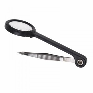 Лупа ручная с пинцетом