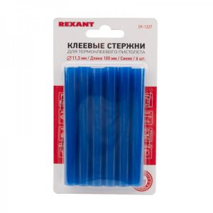 Клеевые стержни REXANT, Ø11 мм, 100 мм, синие, 6 шт., блистер     Новинка!